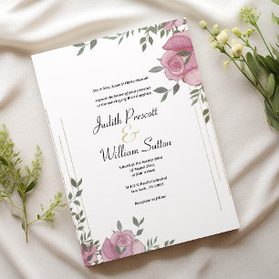 Botanische Minze Rosa romantische Hochzeit mit Blu Einladung