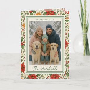 Botanische Mistel Klassisches Florales Kunstmuster Feiertagskarte