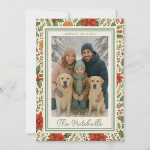 Botanische Mistel Klassisches Florales Kunstmuster Feiertagskarte