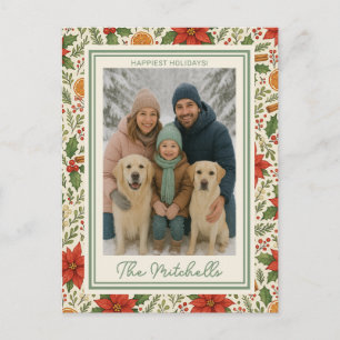 Botanische Mistel Klassisches Florales Kunstmuster Feiertagspostkarte