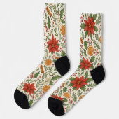 Botanische Mistelzweig-Klassiker-Blumen-Kunstmuste Socken (Linkes Detail)