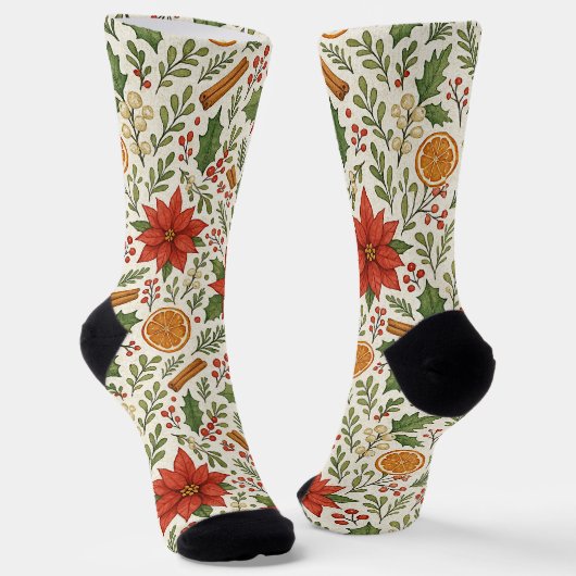Botanische Mistelzweig-Klassiker-Blumen-Kunstmuste Socken (Gewinkelt)