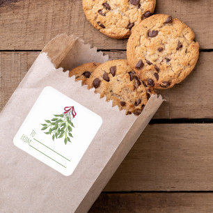 Botanische Mistletoe Elegante Landschaft Quadratischer Aufkleber