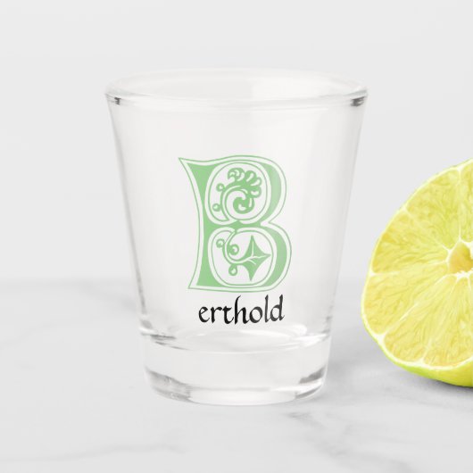 Botanische mittelalterliche Dekorative Hauptstadt Schnapsglas (Vorderseite)