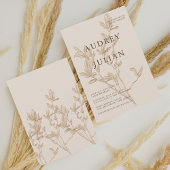 Botanische Mocha Leaf Wedding Einladung