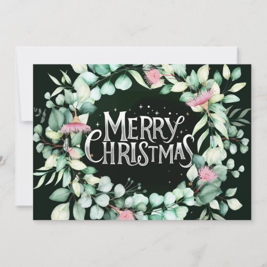 Botanische Moderne Eukalyptus Grüne Weihnachten Einladung (Vorderseite)