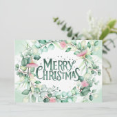 Botanische Moderne Eukalyptus Grüne Weihnachten Einladung (Stehend Vorderseite)