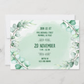 Botanische Moderne Eukalyptus Grüne Weihnachten Einladung (Rückseite)