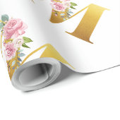 Botanische Moderne floral monogram Geschenkpapier (Rolleneckpunkt)