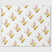Botanische Moderne floral monogram Geschenkpapier (Flach)