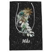 Botanische Moderne Foliage Snowflake Frohe Weihnac Mittlere Geschenktüte (Vorderseite)