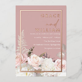 Botanische Moderne Hochzeitssemble Rose Gold Folieneinladung