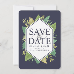Botanische moderne Save the Date-Karte mit Foto-Rü Save The Date