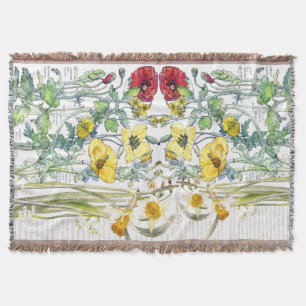 Botanische Mohnblumen-Narzissen-Blumenthrow-Decke Decke