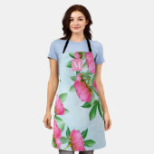 Botanische Monogram Hübsch Pink Garden Peonies Schürze (Getragen)