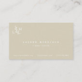 Botanische Monogram Laurel Green Business Card Visitenkarte (Rückseite)