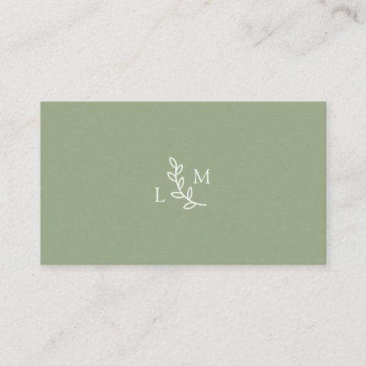 Botanische Monogram Laurel Green Business Card Visitenkarte (Vorderseite)
