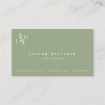 Botanische Monogram Laurel Green Business Card