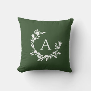 Botanische Monogram Urwald Hunter Green Kissen