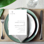 Botanische Monogramm Ampere und Schlichte Weiße Ho Einladung