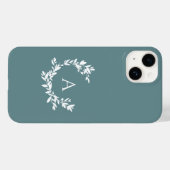 Botanische Monogramm erste Aquamarine Türkis Case-Mate iPhone Hülle (Rückseite (Horizontal))