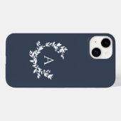 Botanische Monogramm erste Navy Blue Case-Mate iPhone Hülle (Rückseite (Horizontal))