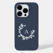 Botanische Monogramm erste Navy Blue Case-Mate iPhone Hülle (Rückseite)