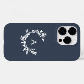 Botanische Monogramm erste Navy Blue Case-Mate iPhone Hülle (Rückseite (Horizontal))