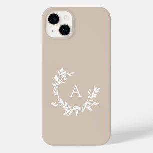 Botanische Monogramm erste neutrale Beige Tan Taup Case-Mate iPhone 14 Plus Hülle