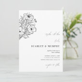 Botanische Monogramm-Hochzeit mit gezeichnet Blume Einladung (Stehend Vorderseite)