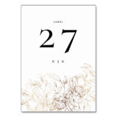 Botanische Monogramm-Hochzeit mit weißem, elegante Tischnummer (Vorderseite)