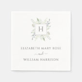 Botanische Monogramm-Hochzeit Serviette (Vorderseite)