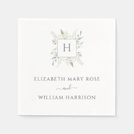 Botanische Monogramm-Hochzeit Serviette
