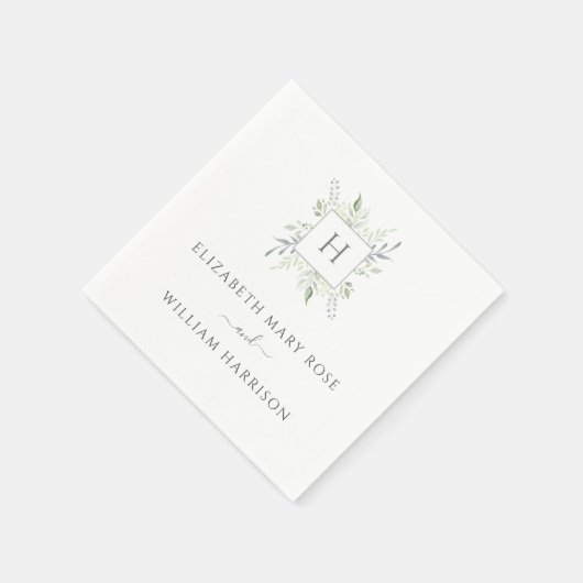 Botanische Monogramm-Hochzeit Serviette (Ecke)