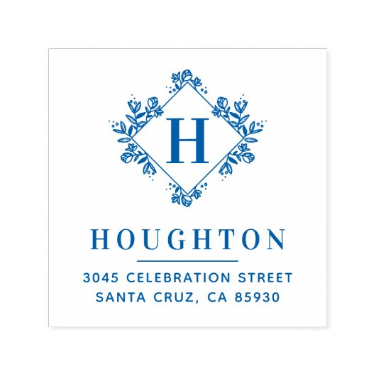 Botanische Monogramm-Rücksendeadresse Permastempel (Design)