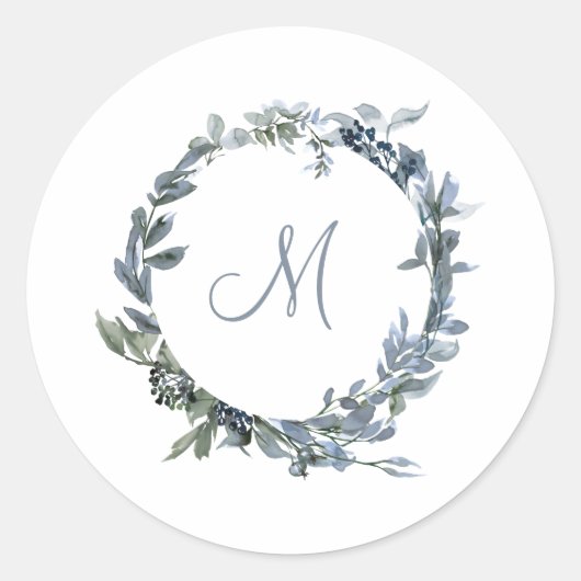 Botanische Monogramm Runder Aufkleber (Vorderseite)