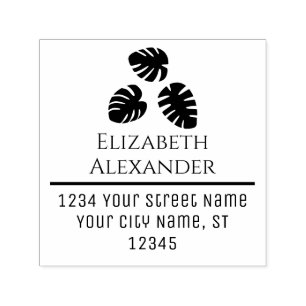 Botanische Monstera-Blätter Name Adresse Permastempel