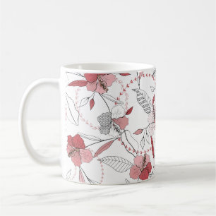 Botanische Motive. Abgeschiedene nahtlose Blume Kaffeetasse