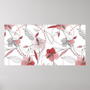 Botanische Motive. Abgeschiedene nahtlose Blume Poster