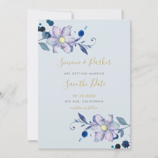 Botanische Motive Save the Date Karte (Vorderseite)