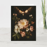 Botanische Motte Dunkle Florale Kunst Antike Schme