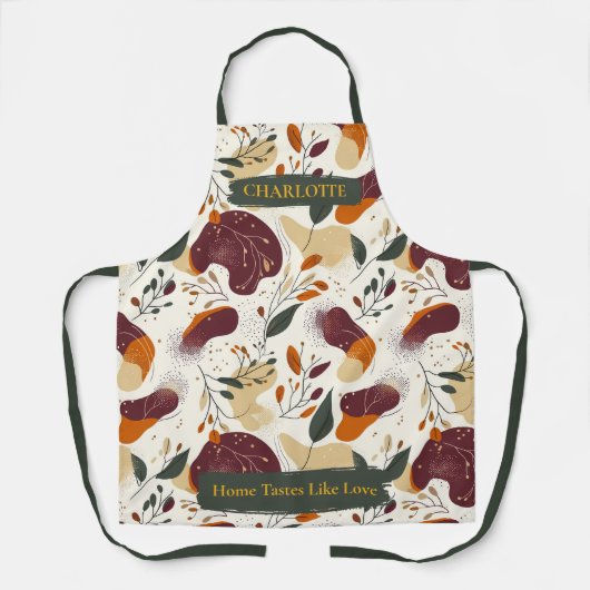 Botanische MusterSchürze mit Individuelle Name Schürze (Vorderseite)