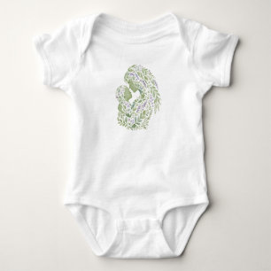 Botanische Mutter-und-Kind-Silhouetten-Kunst Baby Strampler
