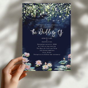 Botanische Nacht Wasserlilie Hochzeit Einladung