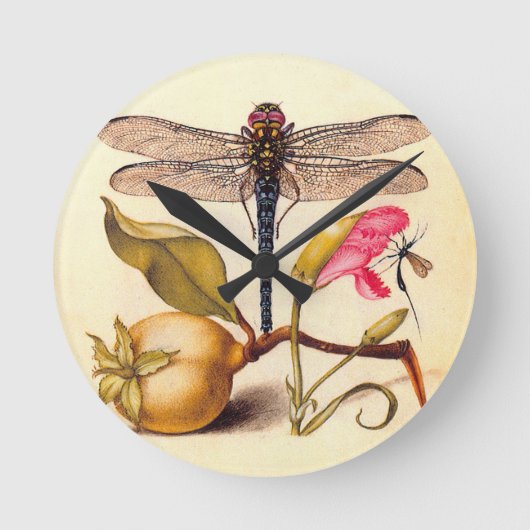 Botanische Natur der Libelle Runde Wanduhr (Vorderseite)