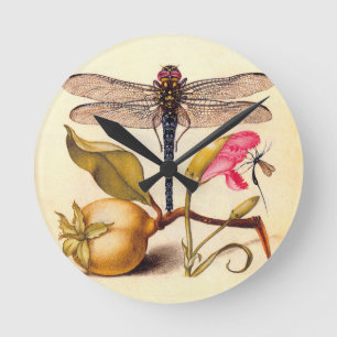 Botanische Natur der Libelle Runde Wanduhr