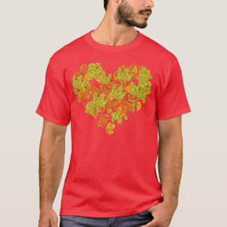 Botanische Natur Herbst Blätter Herz Erntedank T-Shirt