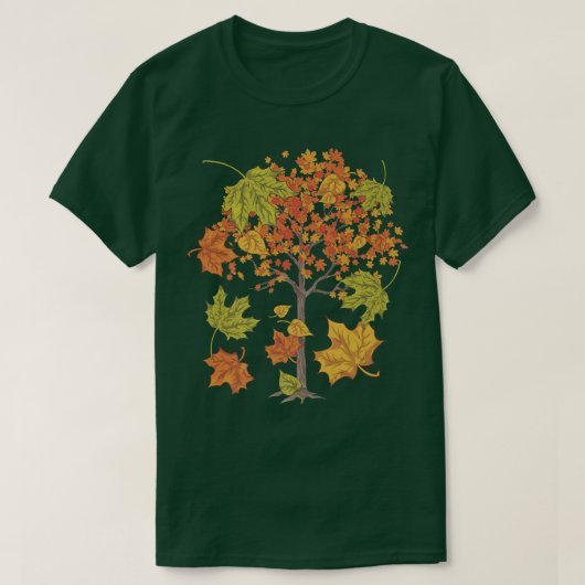 Botanische Natur Herbstwald Thanksgivi T-Shirt (Design vorne)