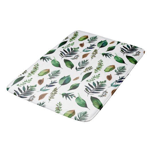 Botanische Natur in Grünblättern Badematte (Schrägansicht)