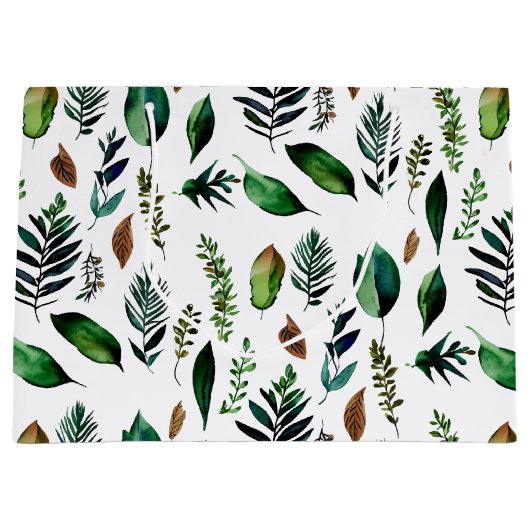 Botanische Natur in Grünblättern Große Geschenktüte (Vorderseite)